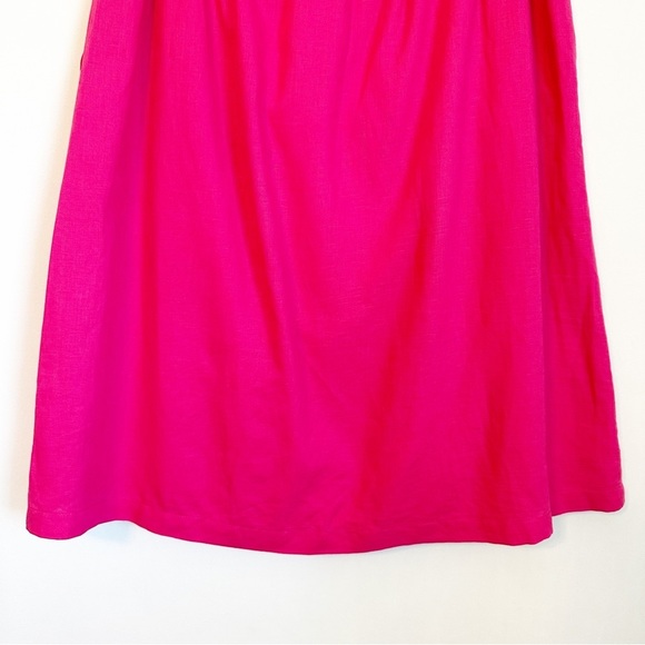 SOLD!  J Crew Pull-On Bow Midi Skirt Linen Blend Wild Berry Pink Pockets Large - Picture 10 of 16